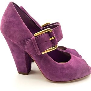 Vince Camuto - Peep-Toe buckle pumps - Purple Suede - 7 M